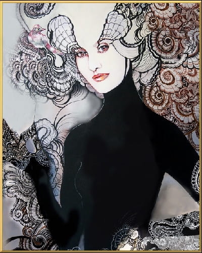 plakat Maggie Piu, Lady Black, 40x50 cm, rama alu złota 41x51 cm.jpg