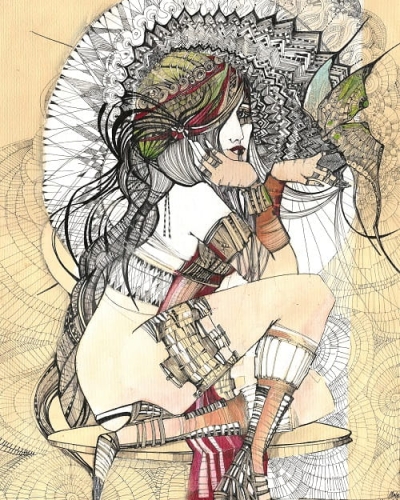 plakat Maggie Piu, Madame Butterfly rysunek, 40x50 cm.jpg