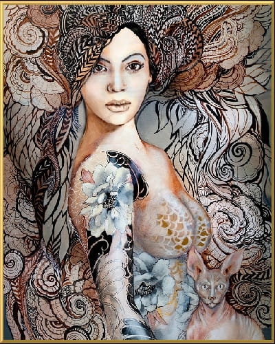 plakat Maggie Piu, Madame Butterfly Freewolna, 40x50 cm, rama alu złota 41x51 cm.jpg