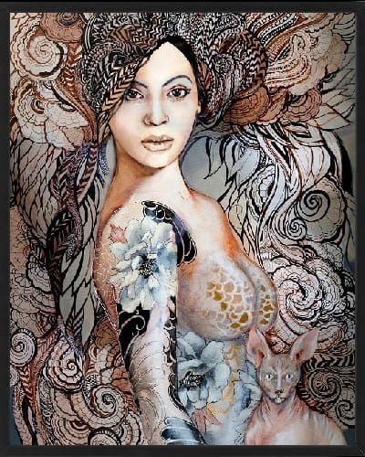 plakat Maggie Piu, Madame Butterfly Freewolna, 40x50 cm, rama basic czarna 42x52 cm.jpg