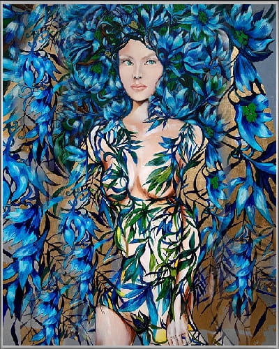 plakat Maggie Piu, Niebieska, 40x50 cm, rama alu srebrna 41x51 cm.jpg