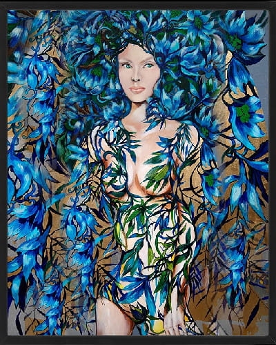 plakat Maggie Piu, Niebieska, 40x50 cm, rama basic czarna 42x52 cm.jpg