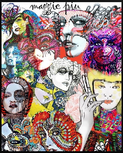 plakat Maggie Piu, Spiritus Celebritus Collage, 40x50 cm, rama alu czarna 41x51 cm.jpg