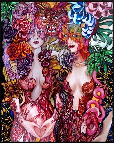 plakat Maggie Piu, Tygrysica i Flamingo, 40x50 cm, rama alu czarna 41x51 cm.jpg