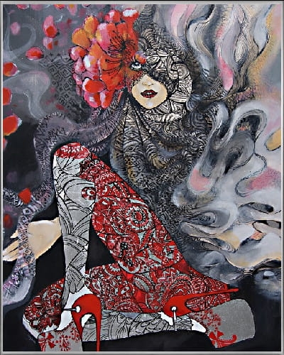 plakat Maggie Piu, W kurpiowskich rajstopach, 40x50 cm, rama alu srebrna 41x51 cm.jpg