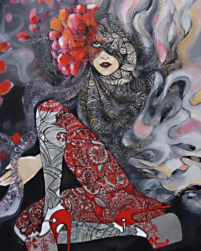 plakat Maggie Piu, W kurpiowskich rajstopach, 40x50 cm.jpg