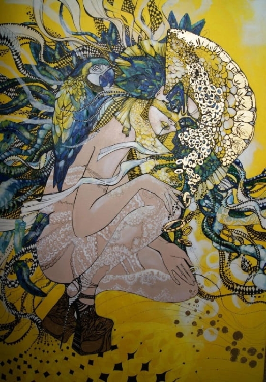 rysunek Maggie Piu, Papuga 2, 40x50 cm, oryginał.jpg