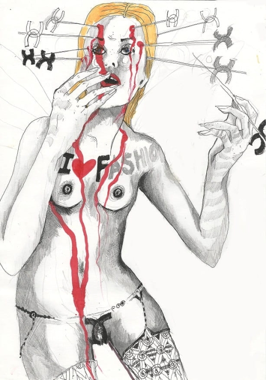 rysunek Maggie Piu, Fashion Games IV, 20x30 cm, oryginał