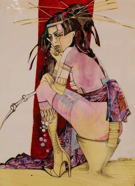 rysunek Maggie Piu, Japonka z jedną nogą, 40x50 cm, oryginal.jpg