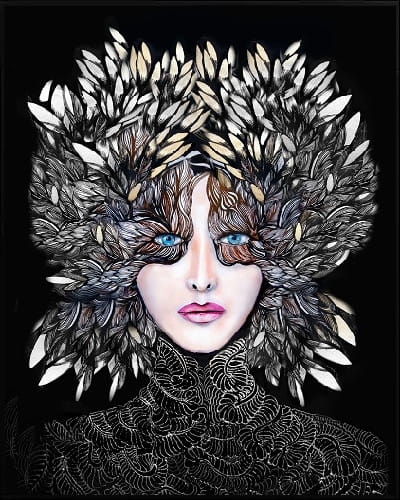 plakat Maggie Piu, Lady Gorudo Silver, 40x50 cm, rama alu czarna 41x51 cm.jpg