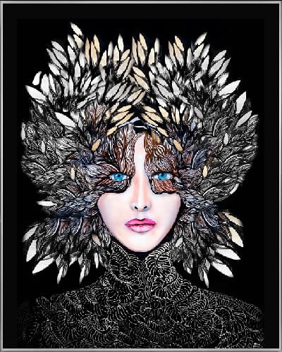 plakat Maggie Piu, Lady Gorudo Silver, 40x50 cm, rama alu srebrna 41x51 cm.jpg