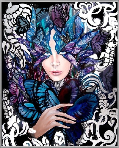 plakat Maggie Piu, Lady Cho, 40x50 cm, rama alu srebrna 41x51 cm.jpg