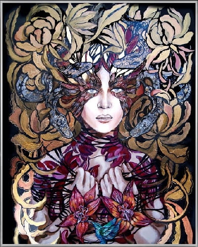 plakat Maggie Piu, Lady Hebi, 40x50 cm, rama alu srebrna 41x51 cm.jpg