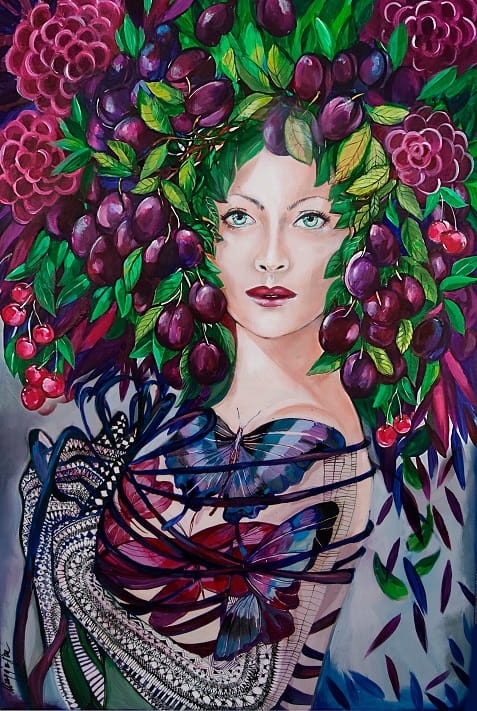 obraz Maggie Piu, Madam Motyl, 60x90 cm, Kobiety Klatki, giclee.jpg