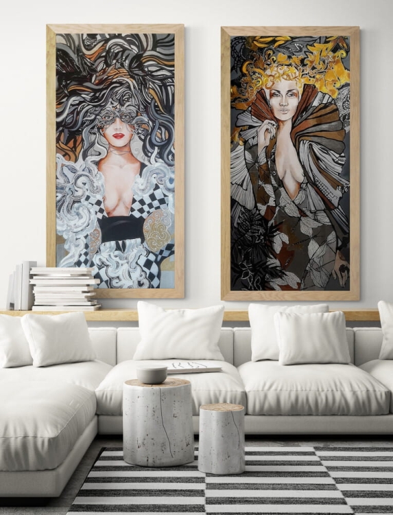 Kruki Balmaina i Lady Ważka Copper, rama 5cm drewniana, with_corner_sofa.jpg