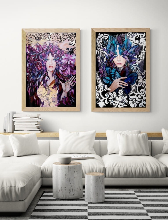 Lady Tonbo i Lady Cho rama 5cm drewniana, with_corner_sofa.jpg