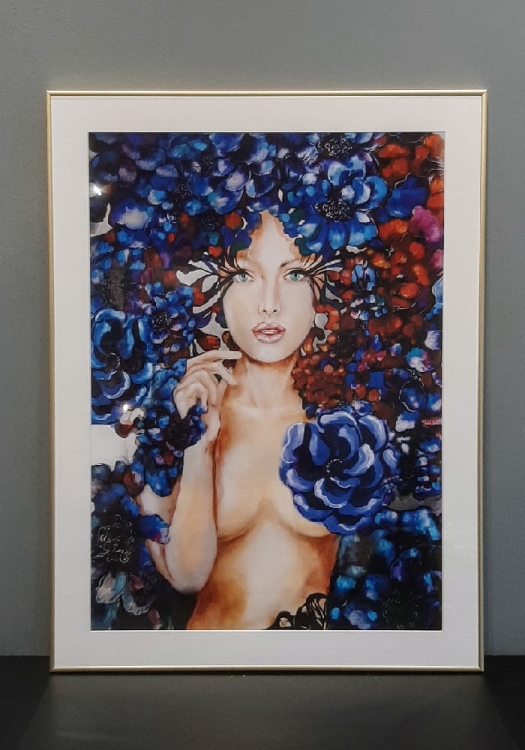 Cupido 50x70, rama alu gold 60x80 cm, białe p-p.jpg
