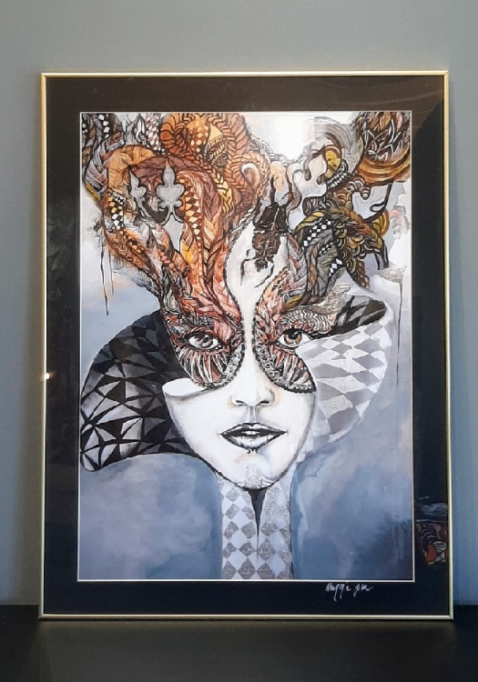Królowa Margot 50x70, rama alu gold 60x80 cm, czarne p-p.jpg
