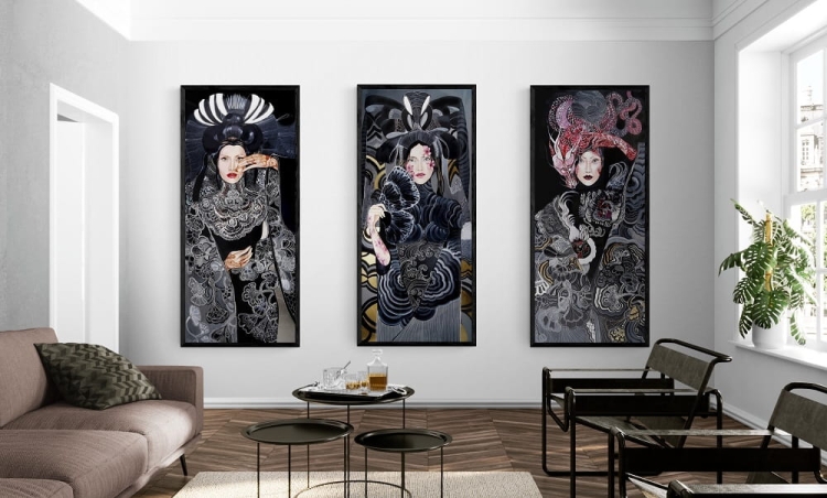 Czarne Gejsze, czarna rama, Sitting_room.jpg