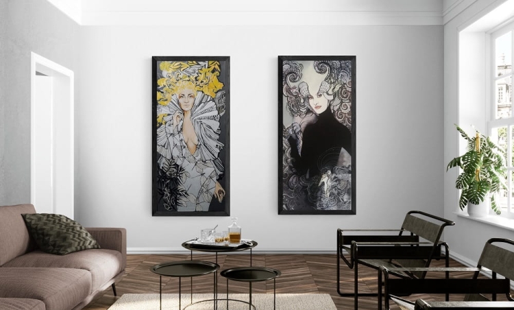 Lady Ważka i Lady Black, ciemna rama, Sitting_room.jpg