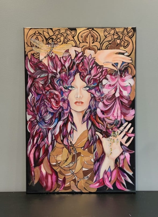 Lady Tonbo, 60x90 cm, oryginał, ściana.jpg