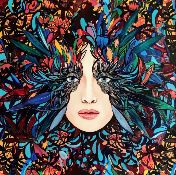 Mema, 80x80 cm, tech mix, obraz Maggie Piu.jpg