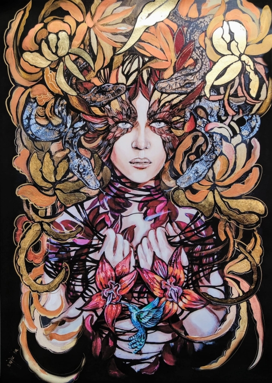 Lady Hebi zdobiona, 70x100 cm, plakat Maggie Piu.jpg