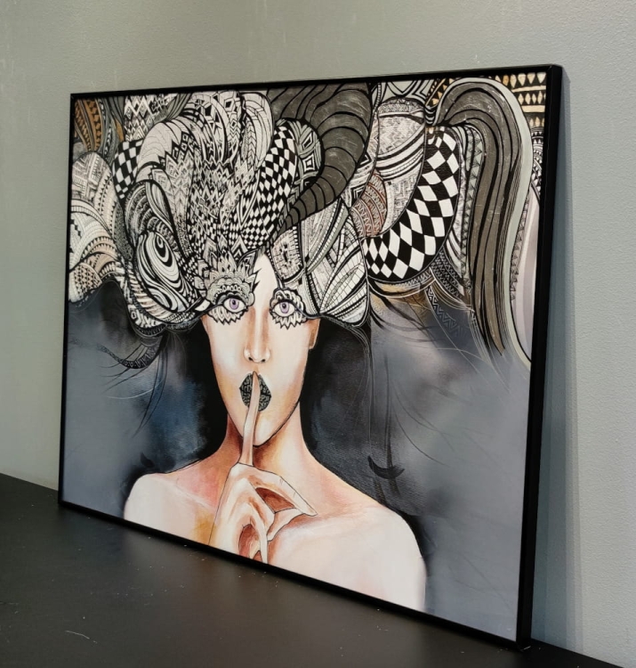 Pożegnanie Aleksandra, 100x70 cm, plakat zdobiony przez Maggie Piu, rama alu black, bok prawy.jpg
