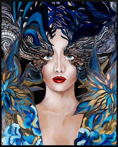 plakat Maggie Piu, Goldiva Szafiro II, 40x50 cm, rama alu czarna 41x51 cm.jpg