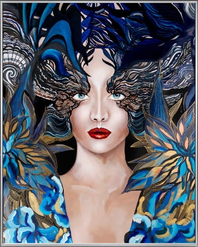 plakat Maggie Piu, Goldiva Szafiro II, 40x50 cm, rama alu srebrna 41x51 cm.jpg