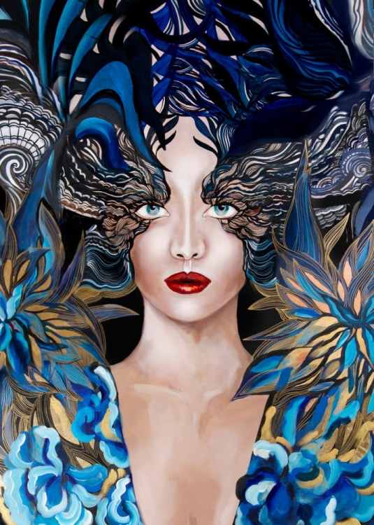 Plakat Maggie Piu, Goldiva Szafiro II, 50x70 cm.jpg