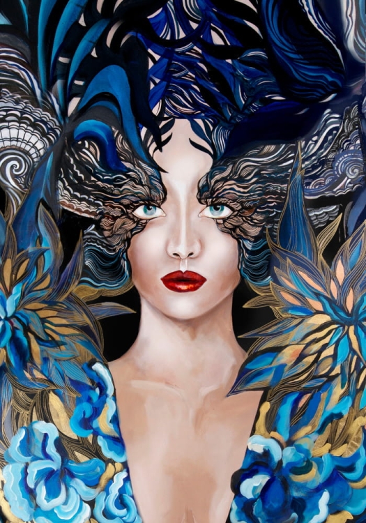 Plakat Maggie Piu, Goldiva Szafiro II, 70x100 cm.jpg