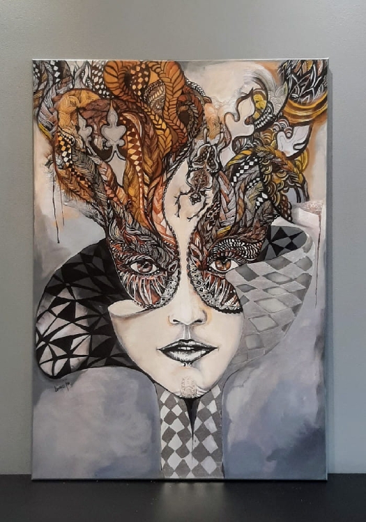 Królowa Margot, 70x100 cm, giclee, obraz Maggie Piu, na ścianie w galerii.jpg