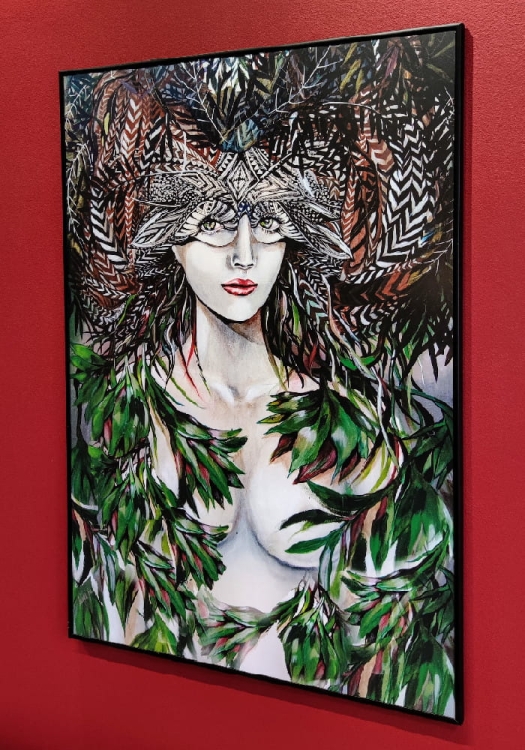 Viridis 70x100 cm, rama alu black 70x100 cm, antyreflex, bok prawy, red wall.jpg