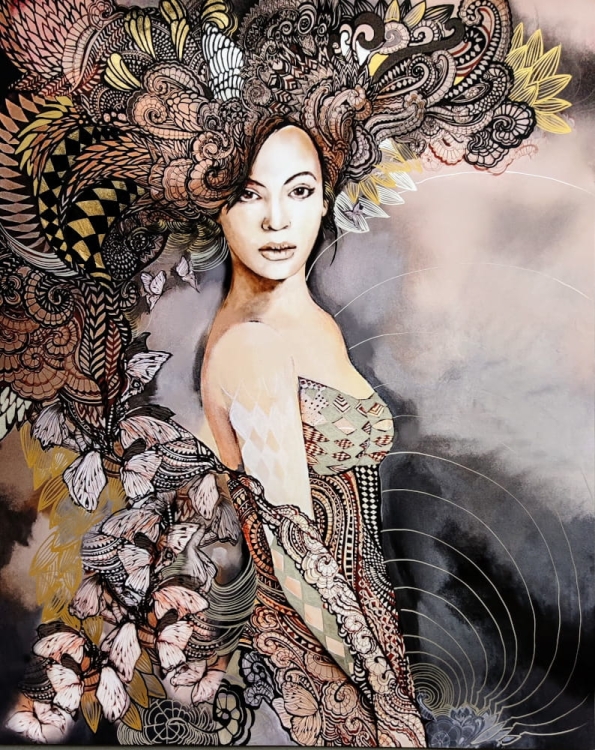 Madame Butterfly Grey ZDOBIONA 40x50 cm.jpg