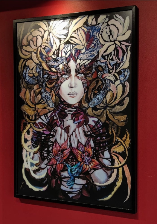 Lady Hebi 70x100 cm, rama basic 72x102, antyreflex, bok prawy.jpg