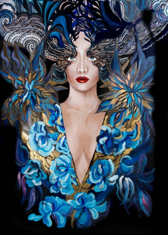 plakat Maggie Piu, Goldiva Szafiro, 50x70 cm.jpg