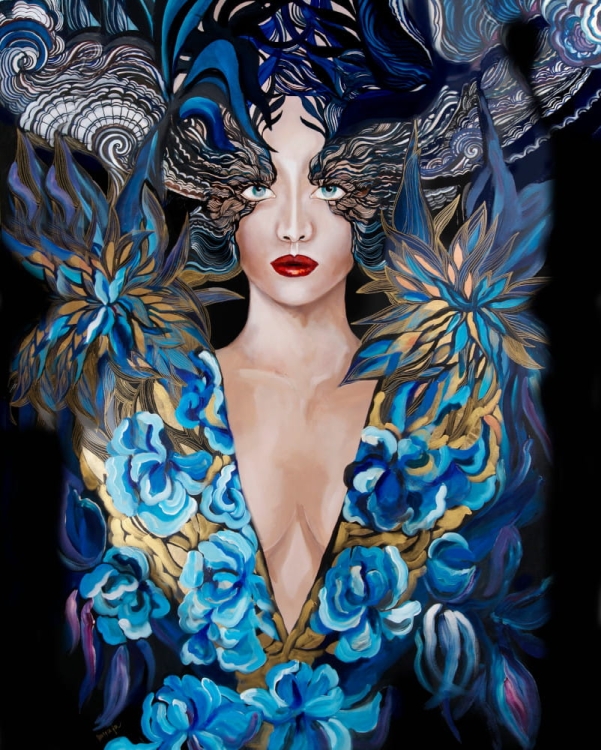 plakat Maggie Piu, Goldiva Szafiro, 40x50 cm.jpg
