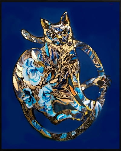 plakat Maggie Piu, Szafiro Cat, 40x50 cm, rama alu czarna 41x51 cm.jpg