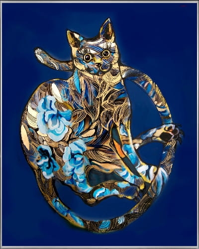 plakat Maggie Piu, Szafiro Cat, 40x50 cm, rama alu srebrna 41x51 cm.jpg