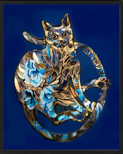 plakat Maggie Piu, Szafiro Cat, 40x50 cm, rama basic czarna 42x52 cm.jpg