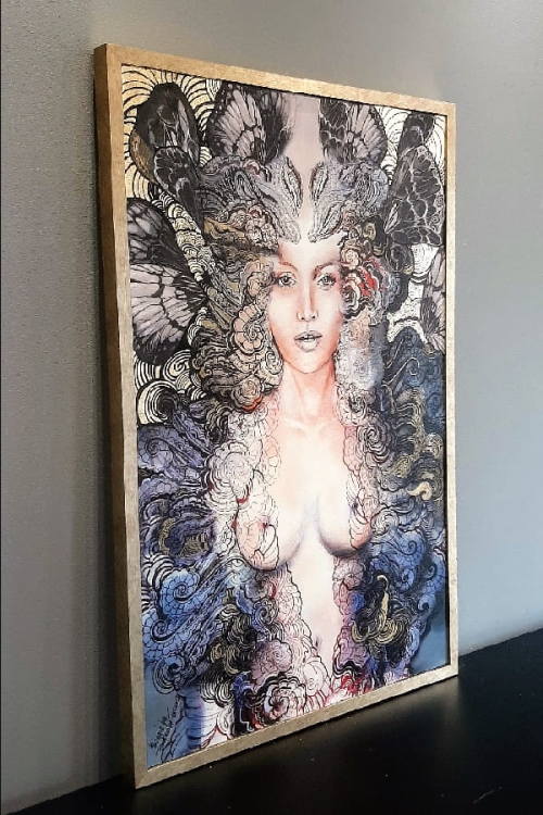 Carmen Freewolna Gold, 60x90 cm, giclee - 2, bok lewy, rama dąb naturalny.jpg