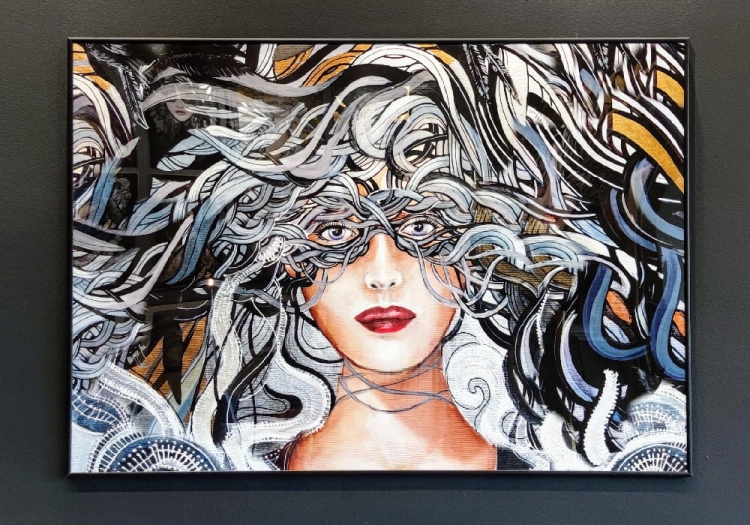 Kruki Balmaina, 100x70 cm, rama alu black, black wall.jpg