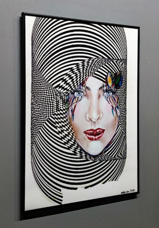 Zyga-1 70x100 cm, rama alu black, antyreflex, left side, grey wall.jpg