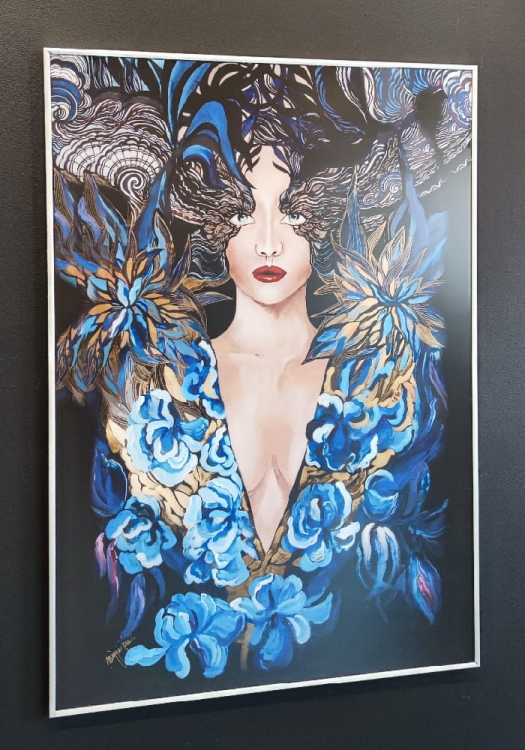 Goldiva Szafiro, 50x70 cm, rama silver, antyreflex, left side.jpg