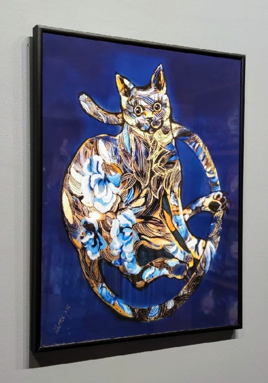 Szafiro Cat, 40x50 cm, rama alu black 40x50 cm, left side.jpg
