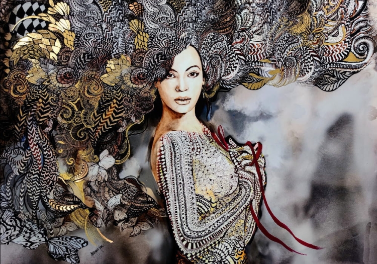 Madame Butterfly Grey ZDOBIONA 70x50 cm.jpg