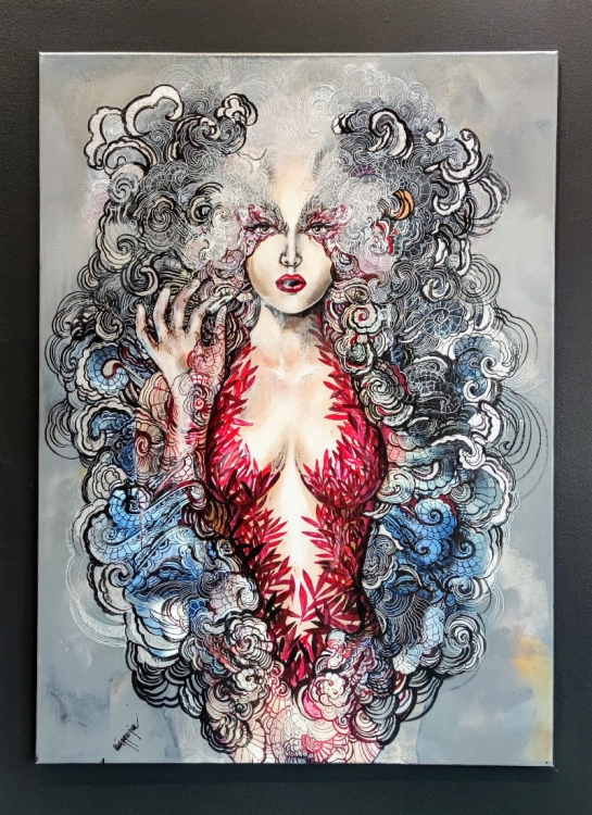 Pet-Carmen, 80x110 cm, akryl na płótnie, Maggie Piu, black wall.jpg