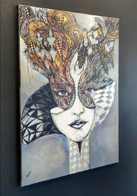 Kruki Balmaina Gold, 70x100, technika mieszana, Maggie Piu, left side.jpg