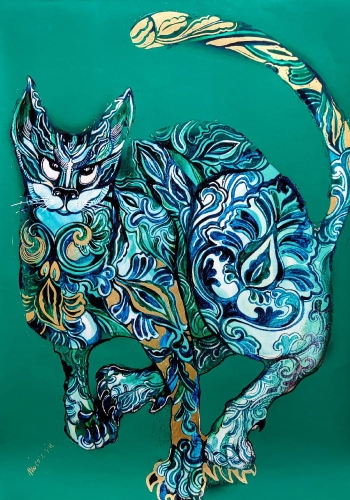 Malachitowa Cat, plakat zdobiony 50x70 cm.jpg